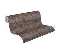 Livingwalls Hot Spots carta da parati in tessuto non tessuto Ethno 10,05 m x 0,53 m - marrone, blu scuro - carta da parati grafica - 782043