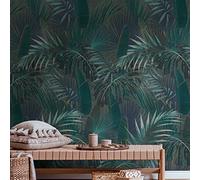 Livingwalls Travel Styles - Carta da parati in tessuto non tessuto - Carta da parati in foglia di palma blu - carta da parati tropicale per ambienti diversi in 1,59 m x 2,80 m