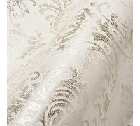 Livingwalls Travel Styles - Carta da parati in tessuto non tessuto, effetto barocco, bianco e argento, per diversi ambienti, 10,05 m x 0,53 m