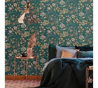Livingwalls Travel Styles - Carta da parati in tessuto non tessuto, motivo floreale, colore blu e arancione, per diversi ambienti, 10,05 m x 0,53 m