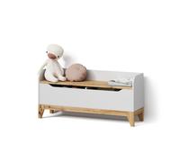 Livinity Cassapanca per giocattoli Mailo, Bianco/Artisan, 107.2 x 50 cm | con sedile a panchina