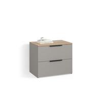 Livinity Cassettiera per camera da letto Piave, Grigio, 60 x 50 cm con 2 cassetti