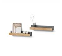 Livinity Mensola da parete Lorena, Antracite/quercia dorata, 60 x 10 cm Set di 2