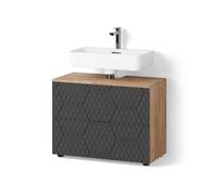 Livinity Mobile sottolavabo per bagno Ronco, Antracite con struttura a nido d'ape, 80 x 58.6 cm con 2 cassetti