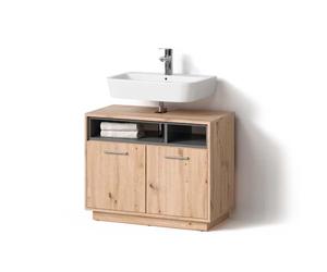 Livinity Mobile sottolavabo per bagno Temo, Rovere artigianale/antracite, 80 x 64 cm