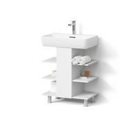 Livinity Mobiletto per lavabo Fucino, Bianco, 60 x 70 cm | 6 scomparti · Apertura per sifone · Spazio aperto · Tutto a portata di mano · Per accessori da bagno