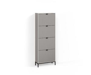 Livinity Scarpiera da ingresso Aterno, Grigio, 60 x 168 cm con 4 cassetti pieghevoli