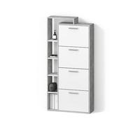 Livinity Scarpiera Ortello, Bianco/cemento, 80 x 166.1 cm con 4 scomparti
