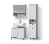 Livinity Set di mobili da bagno ATERNO, Bianco, 3 parti, con colonna
