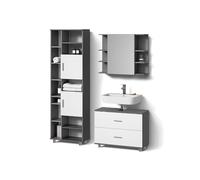 Livinity Set di mobili da bagno Eisak, Antracite, 3 parti, con colonna