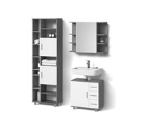 Livinity Set di mobili da bagno Eisak, Antracite, 3 parti, con colonna
