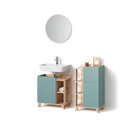 Livinity Set di mobili da bagno Marano, Grigio-blu, 3 pezzi, con cabinet midi