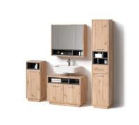 Livinity Set di mobili da bagno Temo, Rovere artigianale, 4 parti