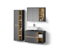 Livinity Set di mobili da bagno Vomano, Antracite, 3 parti
