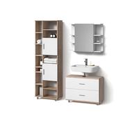 Livinity Set mobili bagno Eisak, Bianco/Sonoma, 3 pezzi, con base 80 cm