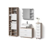Livinity Set mobili bagno Eisak, Bianco/Sonoma, 4 parti, con armadio alto