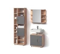 Livinity Set mobili bagno Eisak, Rovere, 3 parti, con colonna