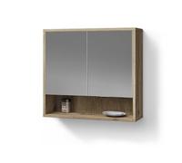 Livinity Specchio contenitore bagno ATERNO, Quercia vichinga, 70 x 65 cm con 2 porte