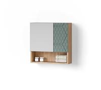 Livinity Specchio contenitore bagno Ronco, Quercia verde/oro, 54 x 55 cm