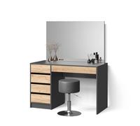 Livinity Tavolino da toilette Imola, Antracite/quercia dorata, 120 cm con sgabello