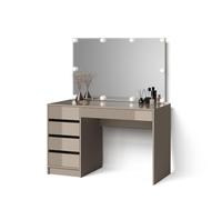 Livinity Tavolino da toilette Imola, Grigio, 120 cm con catena LED