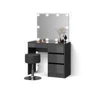 Livinity Tavolo da toeletta Imola, Antracite, con illuminazione a LED e sgabello