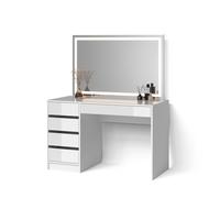 Livinity Tavolo da toeletta Imola, Bianco, 120 cm con illuminazione a LED