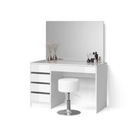 Livinity Tavolo da toeletta Imola, Bianco, 120 cm con sgabello