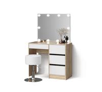 Livinity Tavolo da toeletta Imola, Sonoma, con illuminazione a LED e sgabello