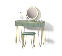 Livinity Tavolo da toeletta Isonca, Verde, con illuminazione LED e sgabello