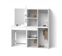 Livinity Tavolo da toeletta Nola, Bianco, 140 cm con armadi