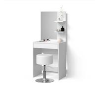 Livinity Tavolo da toeletta Nola, Bianco, 60 cm con sgabello