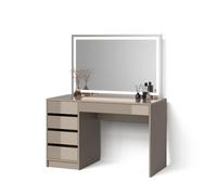 Livinity Tavolo da toilette Imola, Grigio, 120 cm | con specchio a LED