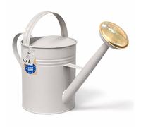 LIVLIG Annaffiatoio da 10 l, per giardino e balcone, annaffiatoio in metallo di alta qualità con doccetta rimovibile e design a 2 manici, annaffiatoio vintage con doccetta in ottone, Greige