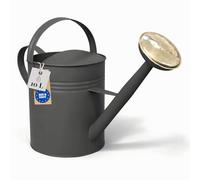 LIVLIG Annaffiatoio da 10 l, per giardino e balcone, annaffiatoio in metallo di alta qualità con doccetta rimovibile e design a 2 manici, annaffiatoio vintage con doccetta in ottone, antracite