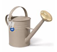 LIVLIG Annaffiatoio da 10 l, per giardino e balcone, annaffiatoio in metallo di alta qualità con doccetta rimovibile e design a 2 manici, annaffiatoio vintage con doccetta in ottone, sabbia