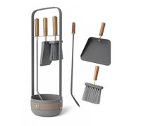 LIVLIG - Posate per camino, moderne, di alta qualità, con gancio, spazzola per camino e pala, accessori per camino e forno, grigio