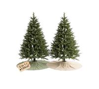 LIVLIG Premium Abete Rock Ø 120 cm, coperta natalizia in 100% cotone, coperta reversibile sotto l'albero di Natale, tappeto rotondo per Natale, coperta per albero di Natale in salvia e beige con orlo