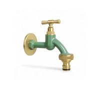 LIVLIG - Rubinetto da giardino, per esterni, resistente al gelo con rosetta e attacco per tubo, in ottone, design con rubinetto dorato con verniciatura a polvere, colore verde
