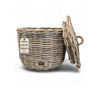 LIVLIG - Secchiello in rattan con coperchio per tubi da giardino fino a 20 m, bellissimo contenitore per tubi in vimini