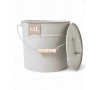 LIVLIG - Secchio per cenere con coperchio, 12 l, esclusivo secchio zincato con coperchio per camini moderni, qualità premium dall'Europa, elegante accessorio per camino per riporre in modo sicuro la