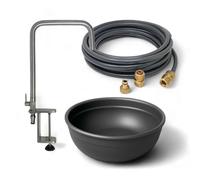 LIVLIG - Set da cucina per esterni, in acciaio inox, con rubinetto per acqua fredda, tubo per acqua potabile e ciotola per il lavaggio, colore antracite, per giardino, campeggio e cucina all'aperto