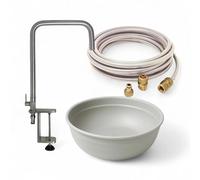 LIVLIG - Set da cucina per esterni, in acciaio inox, con rubinetto per acqua fredda, tubo per acqua potabile e ciotola per il lavaggio, per giardino, campeggio e cucina all'aperto