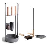 LIVLIG - Set di accessori per camino, 3 pezzi, colore: antracite | Bellissimo accessorio per camino e posate da forno in metallo e legno, set di design con attizzatoio