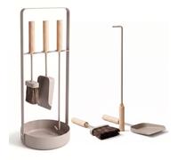 LIVLIG - Set di posate per camino, 3 pezzi, colore: beige | Set per camino con attizzatoio, spazzola per camino e paletta per cenere, posate da forno, accessori di design per camino in