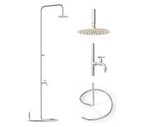 Livlig53 LIVLIG - Doccia da giardino per esterni, in acciaio inox spazzolato, autoportante