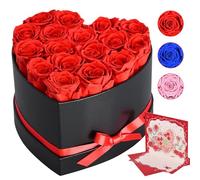 Livofloral Scatola di rose, 17 rose conservate, rosa eterna, regalo per mamma, regalo di compleanno, San Valentino, Natale, anniversario di matrimonio, cuore, scatola per fidanzate, donne, nonne