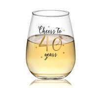 Livole 40° compleanno per donne, bicchieri da vino da 15 oz senza stammuffo, per donne e uomini, matrimoni, anniversari, calici da vino senza manico, calici da champagne a 40 anni