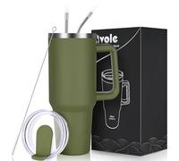 Livole Bicchiere da 1200 ml con manico, tazza da viaggio sottovuoto a tenuta stagna, per bevande calde e fredde, tazza da caffè isolata con cannuccia e coperchio, bottiglia d'acqua in acciaio inox per