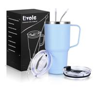 Livole Bicchiere da viaggio da 900 ml con manico, tazza termica da viaggio sottovuoto isolata, in acciaio inox, a doppia parete, a tenuta stagna, per campeggio, sport, ufficio, casa, azzurro